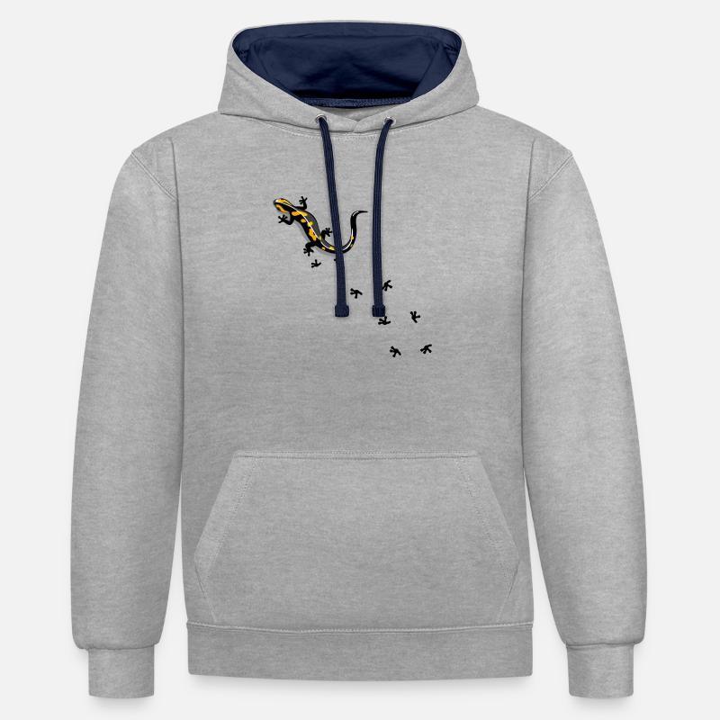 Running gecko - Sweat à capuche contrasté - gris chiné/bleu marine