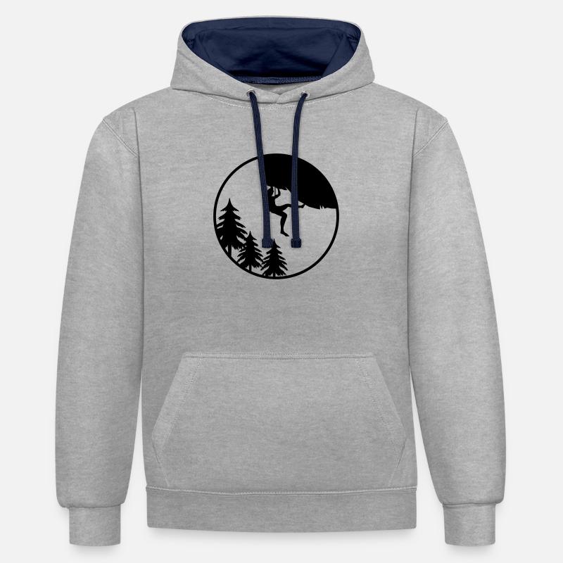 escalade nature - Sweat à capuche contrasté - gris chiné/bleu marine