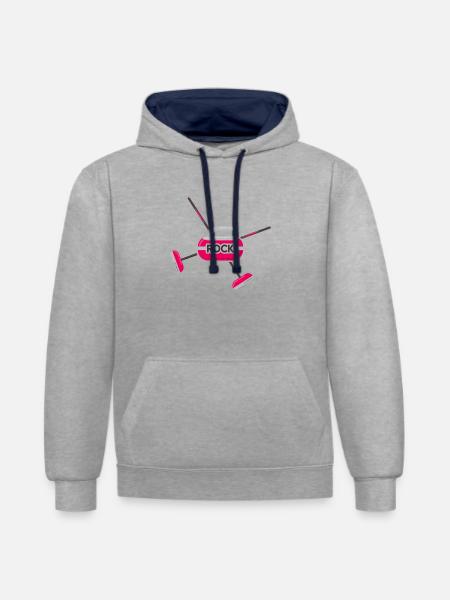 Curling Curling Curling Stone Curler - Contrast hoodie - heather grey/navy