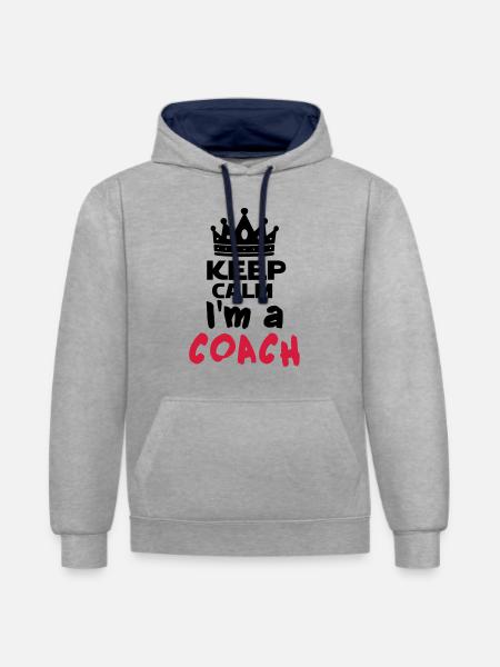 I'm a coach - Sweat à capuche contrasté - gris chiné/bleu marine