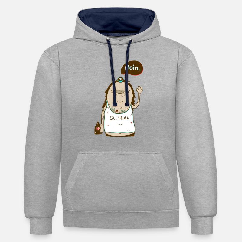 St. Pauli Knut - Sweat à capuche contrasté - gris chiné/bleu marine