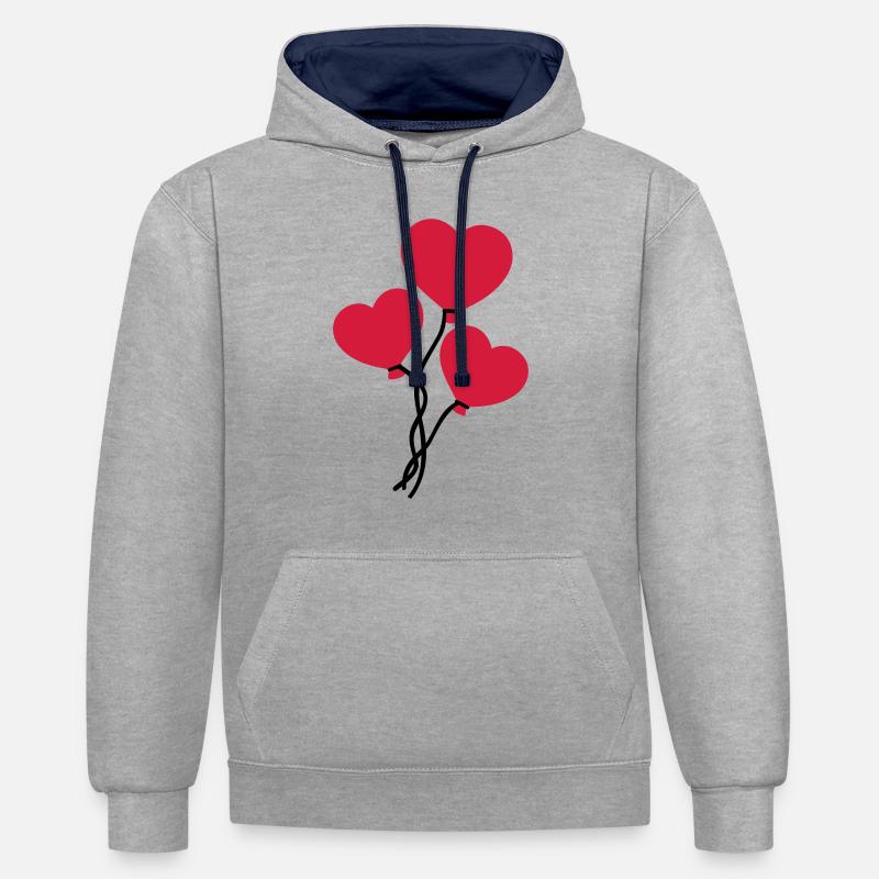 Luftballons - Kontrast-Hoodie - Grau meliert/Navy