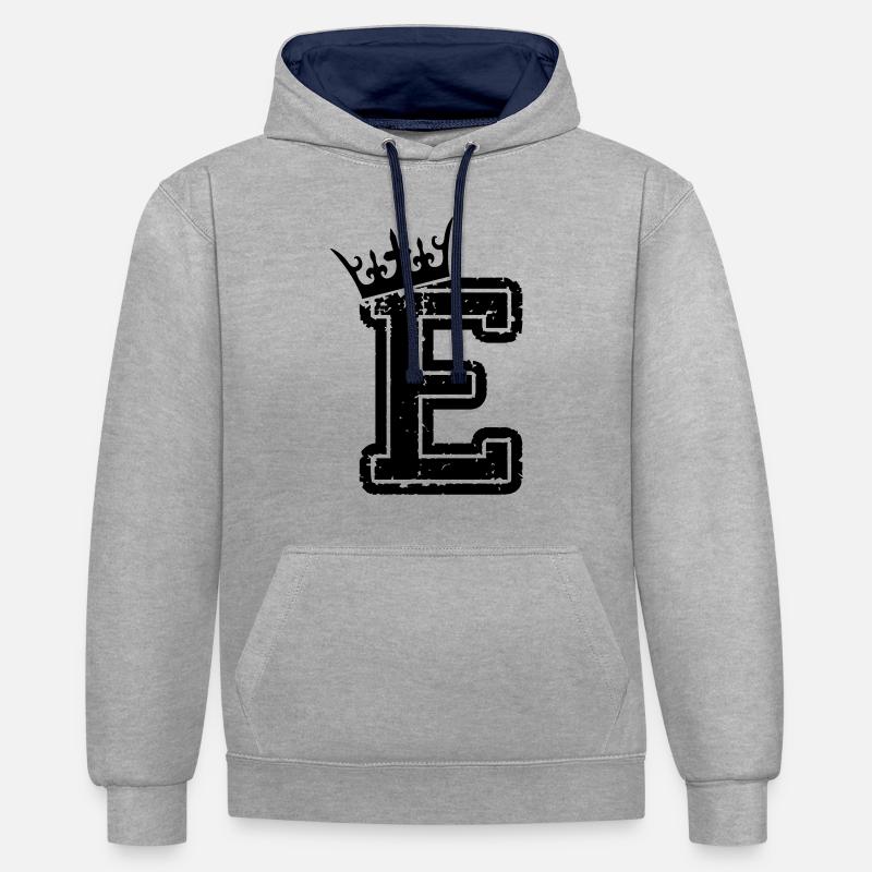 buchstabe_e_king - Sweat à capuche contrasté - gris chiné/bleu marine