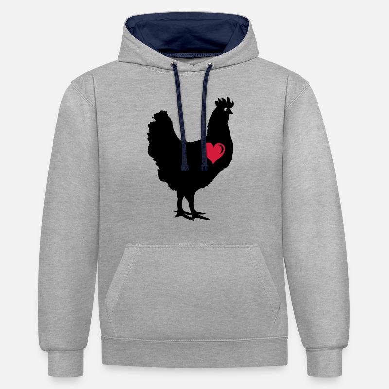chicken_love_2 - Sweat à capuche contrasté - gris chiné/bleu marine