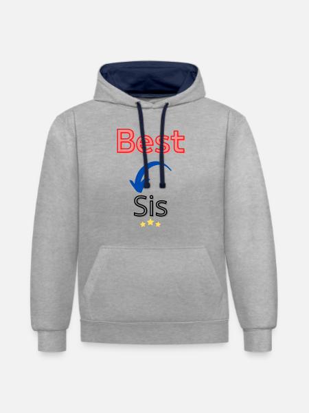Beste Schwester / Beste Schwester - Kontrast-Hoodie - Grau meliert/Navy