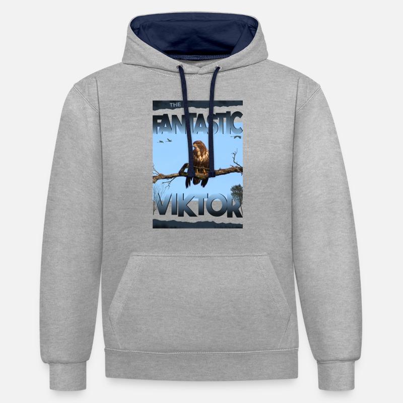 Viktor Anniversaire Viktor - Sweat à capuche contrasté - gris chiné/bleu marine