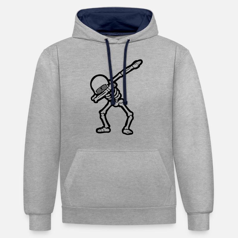 Cool Skull Dabbing 01 - Sweat à capuche contrasté - gris chiné/bleu marine
