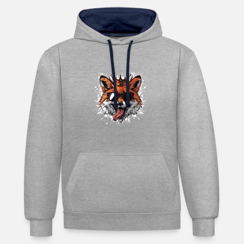 Fox Comic - Contrast hoodie - heather grey/navy