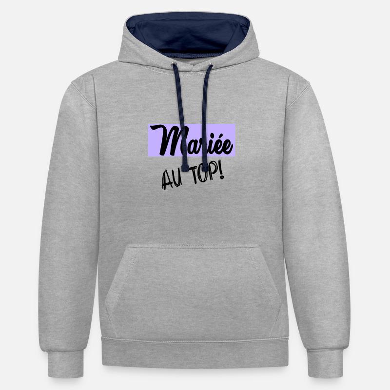 FUTURE MARIEE. EVJF. MARIEE - Sweat à capuche contrasté - gris chiné/bleu marine