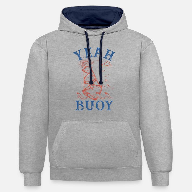 oui bouée Graphique - Sweat à capuche contrasté - gris chiné/bleu marine