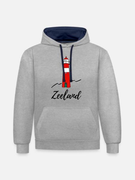 Lighthouse Zeeland Netherlands - Contrast hoodie - heather grey/navy
