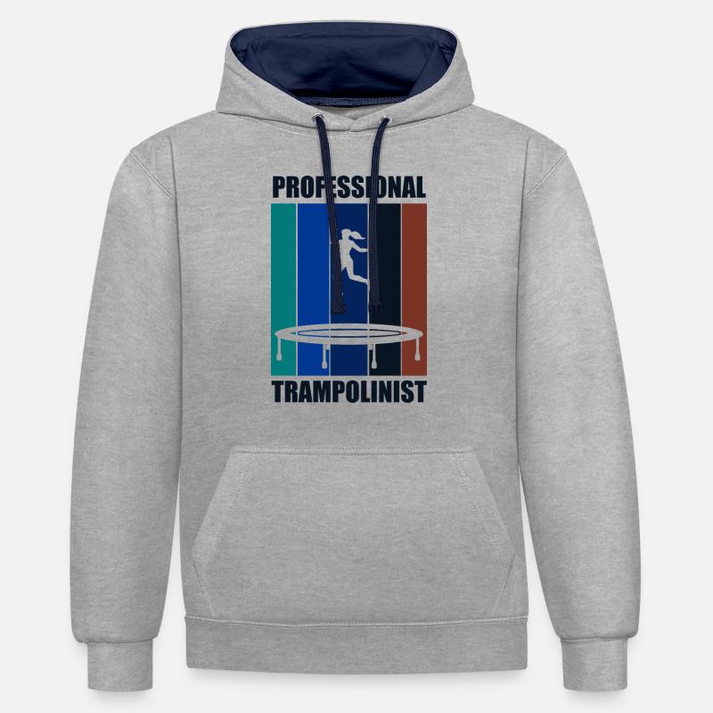 Pull Trampoline professionnel Ironic Saying - Sweat à capuche contrasté - gris chiné/bleu marine