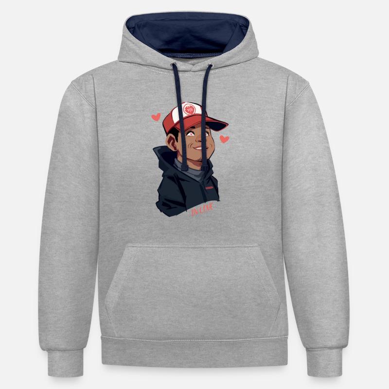 Sourire en amour - Sweat à capuche contrasté - gris chiné/bleu marine