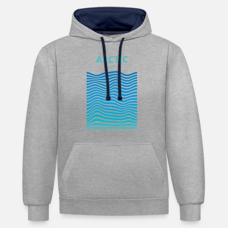Océans dévastés : Arctique - Sweat à capuche contrasté - gris chiné/bleu marine