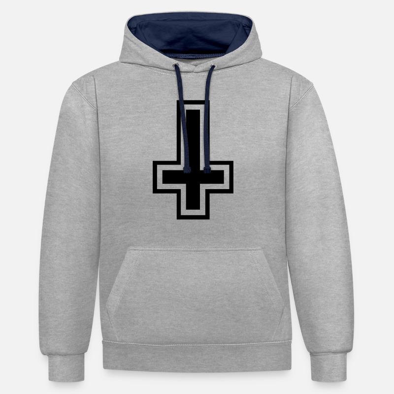 Icône de diable - Sweat à capuche contrasté - gris chiné/bleu marine