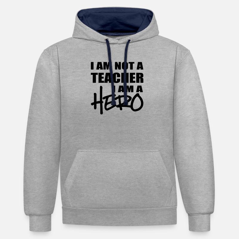 Enseignants - Sweat à capuche contrasté - gris chiné/bleu marine