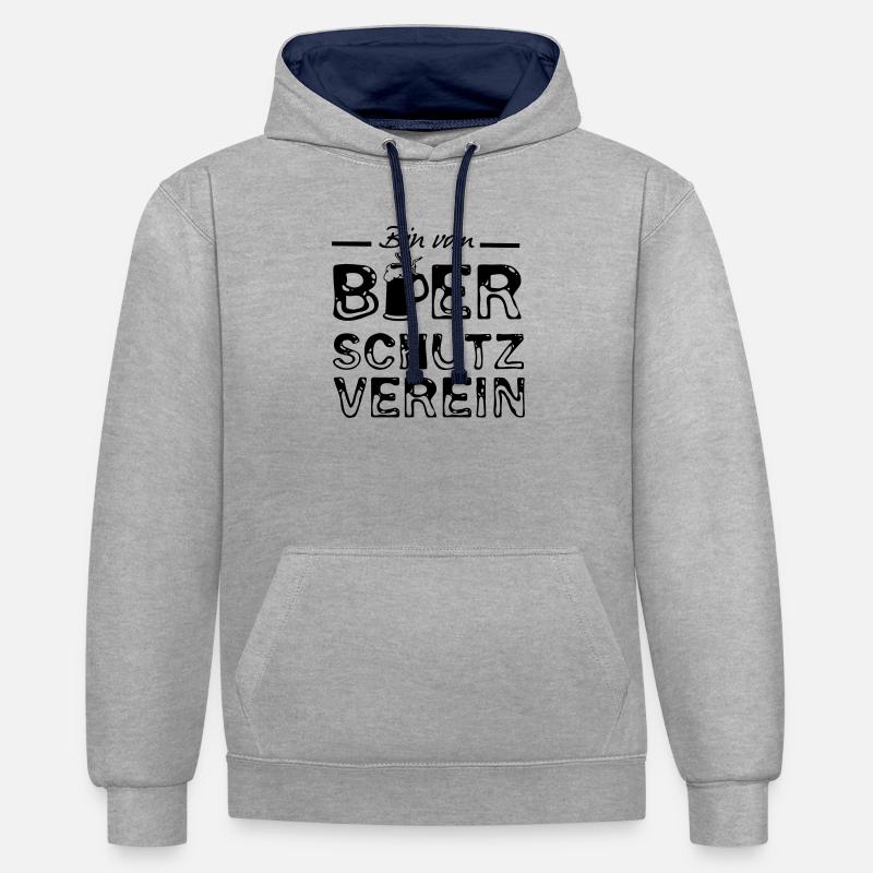 Bier Spruch Sprüche lustig Geschenk - Kontrast-Hoodie - Grau meliert/Navy