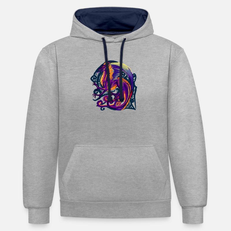 dragon - Sweat à capuche contrasté - gris chiné/bleu marine