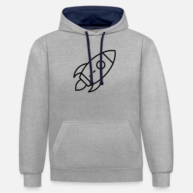 Fusée - Sweat à capuche contrasté - gris chiné/bleu marine