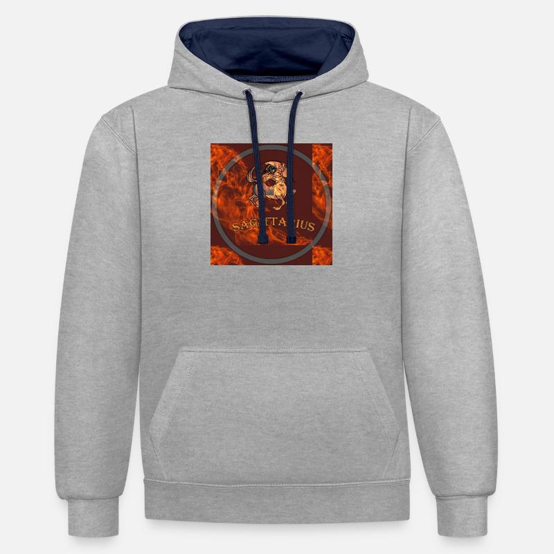 sagittarius - Contrast hoodie - heather grey/navy