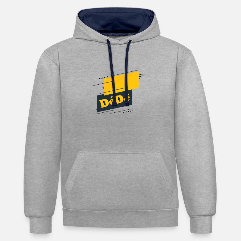 Dédé - Sweat à capuche contrasté - gris chiné/bleu marine