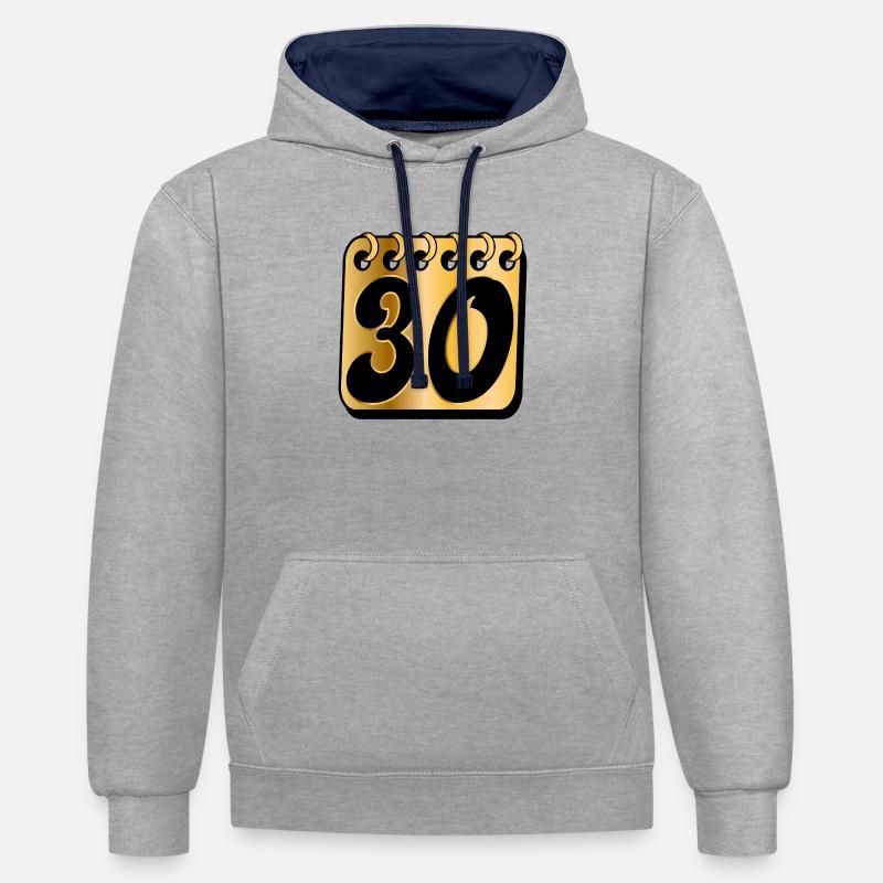 Trente-30e anniversaire - Sweat à capuche contrasté - gris chiné/bleu marine