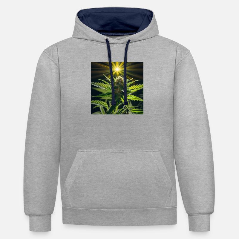 Cannabis 4 - Sweat à capuche contrasté - gris chiné/bleu marine