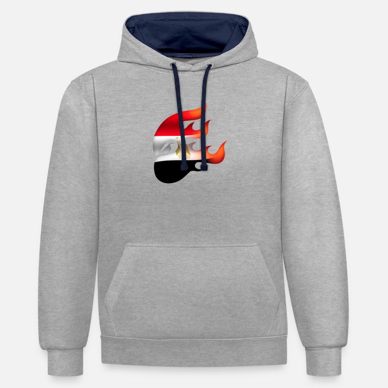 Drapeau de l’Égypte - Égypte - Ninja - Sweat à capuche contrasté - gris chiné/bleu marine