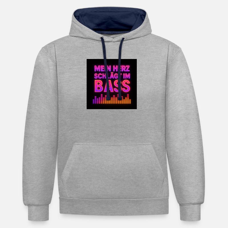 CA99D663-EC7C-4B5D-9703-3C60FD74DC17 - Sweat à capuche contrasté - gris chiné/bleu marine