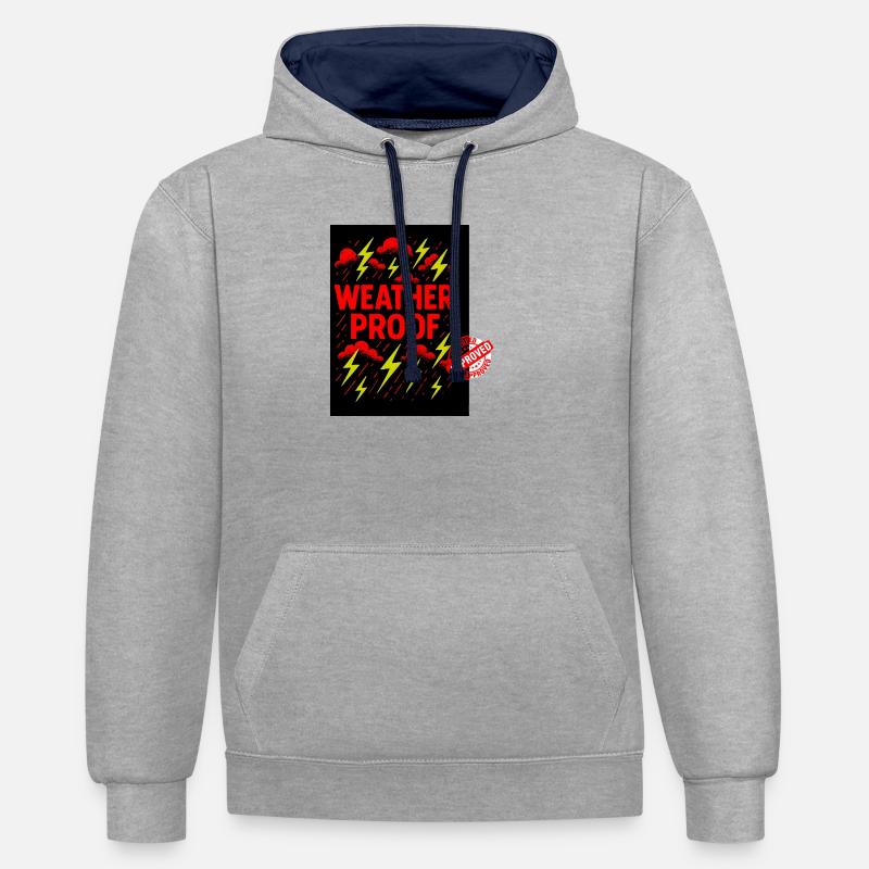 Conception graphique résistante aux intempéries - Sweat à capuche contrasté - gris chiné/bleu marine