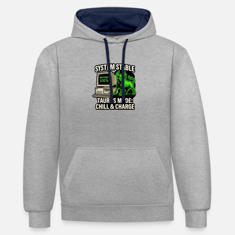 System Stable Taurus Mode Chill & Charge - Kontrast-Hoodie - Grau meliert/Navy