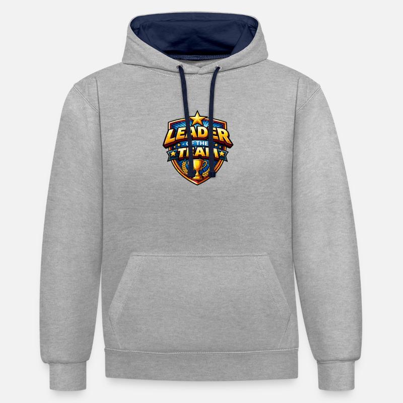 Chef d’équipe - Sweat à capuche contrasté - gris chiné/bleu marine