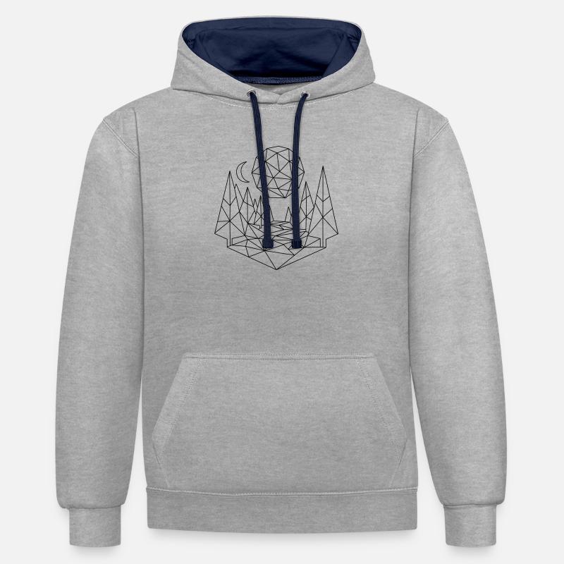 Polygone du paysage - Sweat à capuche contrasté - gris chiné/bleu marine