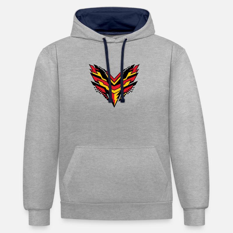 V-Pixel Storm Contrast Logo - Sweat à capuche contrasté - gris chiné/bleu marine