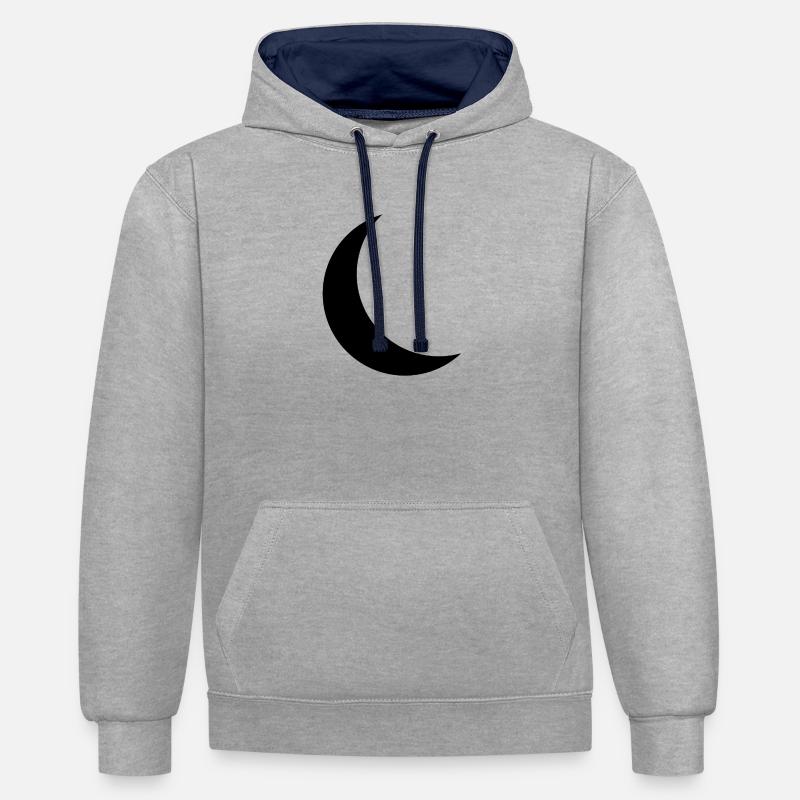 Croissant de lune - Sweat à capuche contrasté - gris chiné/bleu marine
