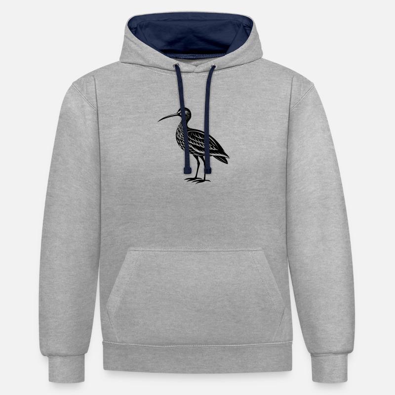 Courlis - Sweat à capuche contrasté - gris chiné/bleu marine