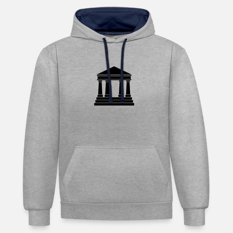 Cour - Sweat à capuche contrasté - gris chiné/bleu marine