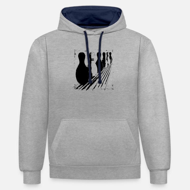 Bowling - Sweat à capuche contrasté - gris chiné/bleu marine