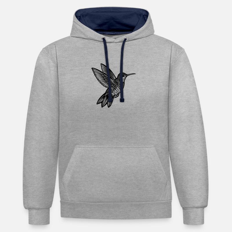 Colibri - Sweat à capuche contrasté - gris chiné/bleu marine