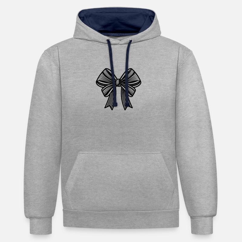 Ruban cadeau - Sweat à capuche contrasté - gris chiné/bleu marine