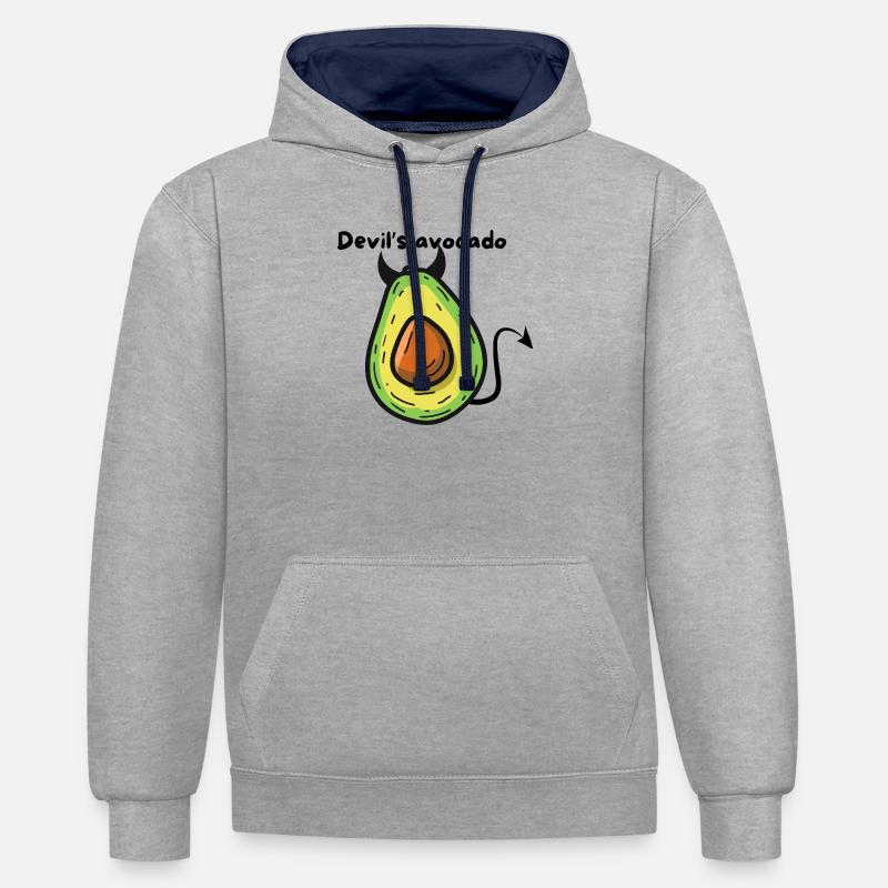 Avocat Démon Pop Cartoon - Sweat à capuche contrasté - gris chiné/bleu marine