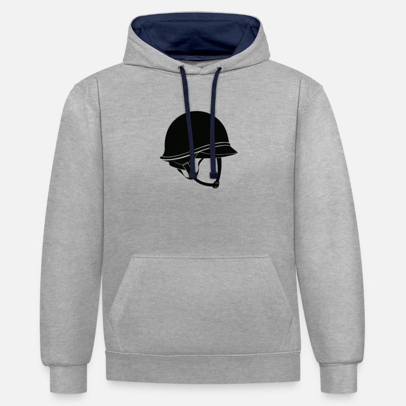 Casque de l’armée - Sweat à capuche contrasté - gris chiné/bleu marine
