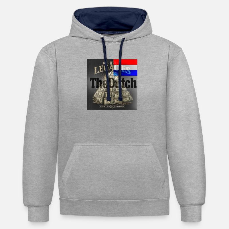 Pyramide Legacy : Concentration et Liberté - Sweat à capuche contrasté - gris chiné/bleu marine