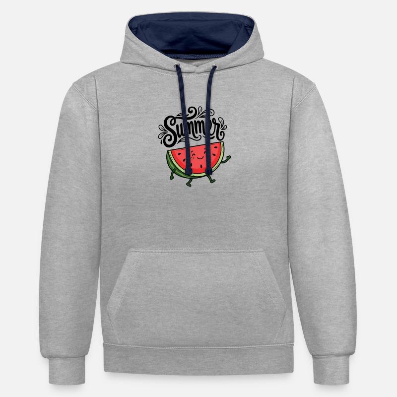 été - Sweat à capuche contrasté - gris chiné/bleu marine