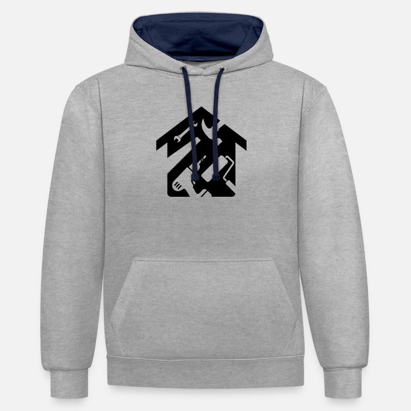 Outil de rénovation de maison Bricoleur - Sweat à capuche contrasté - gris chiné/bleu marine