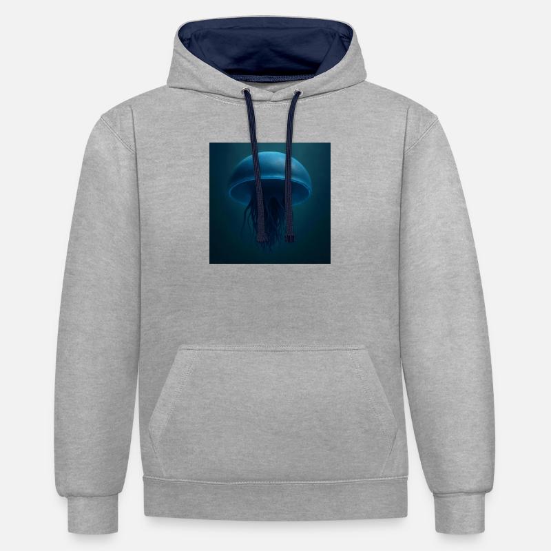 Méduse bleu minuit - Sweat à capuche contrasté - gris chiné/bleu marine