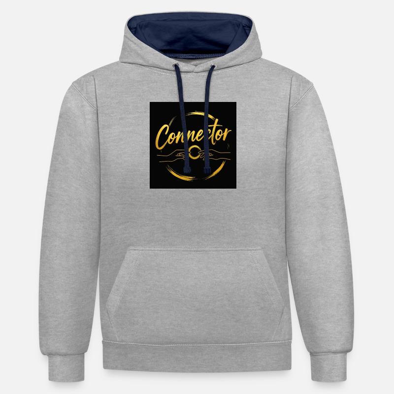 Mains de connexion dorées - Sweat à capuche contrasté - gris chiné/bleu marine