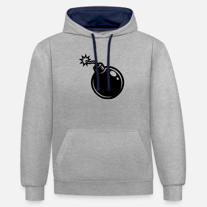 Icône de la bombe - Sweat à capuche contrasté - gris chiné/bleu marine