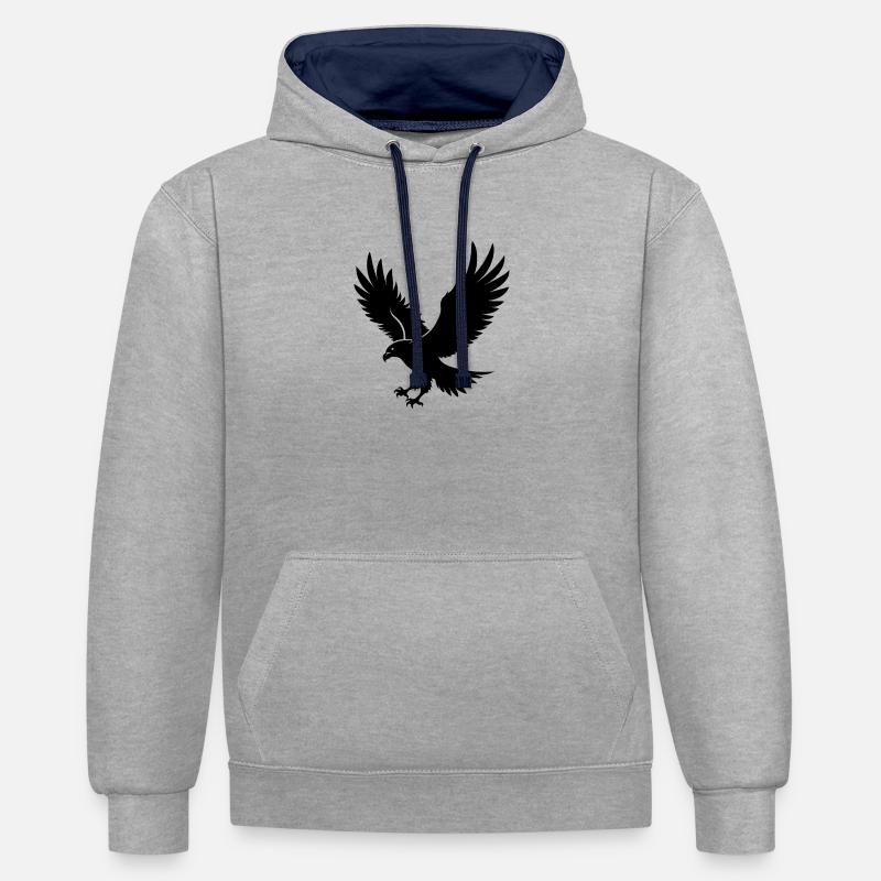 Aigle volant - Sweat à capuche contrasté - gris chiné/bleu marine