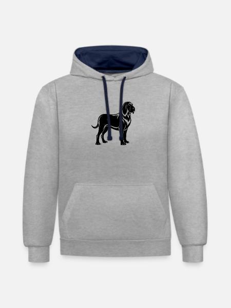 Bluthund - Kontrast-Hoodie - Grau meliert/Navy